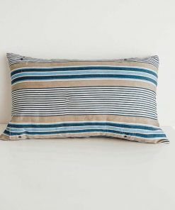 Cojín vintage siglo XIX rayas azules 30x50cm