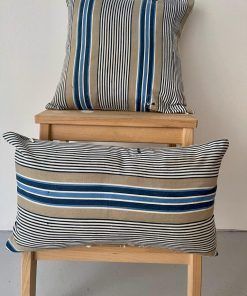 Cojín vintage siglo XIX rayas azules 40x40cm